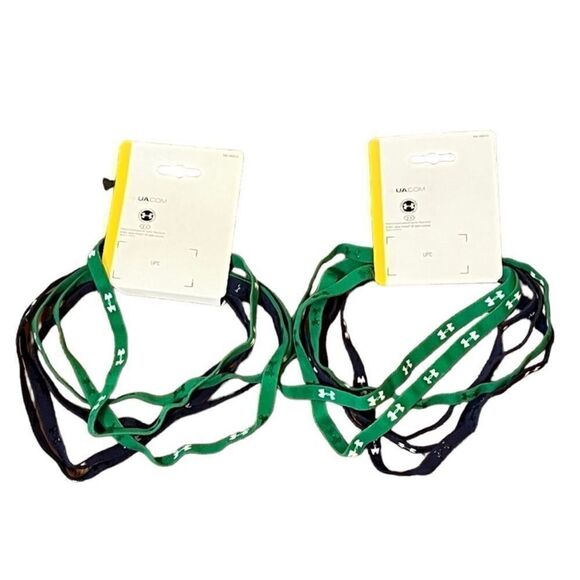 Under Armour Navy And Green Mini Headbands, 2 Packs, NWT - Picture 2 of 5